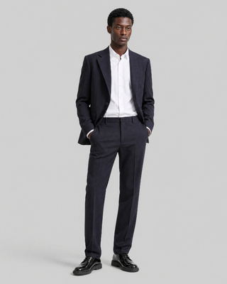 Pantal&oacute;n de traje recto de lana azul marino