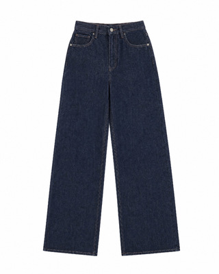 Pantalones de tiro ancho de color azul oscuro