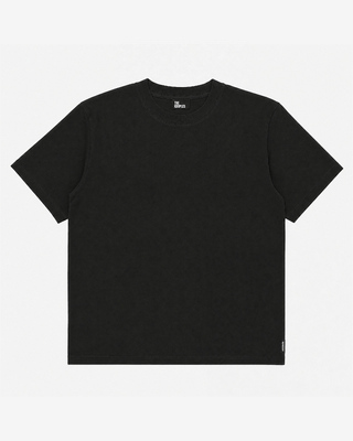 Camiseta de cuello redondo de algod&oacute;n negro