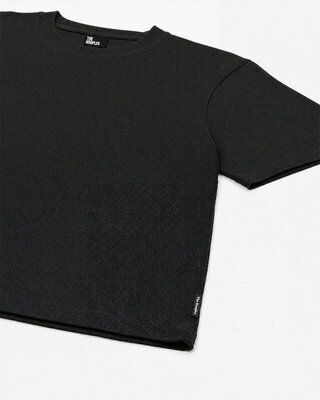 Camiseta de cuello redondo de algod&oacute;n negro