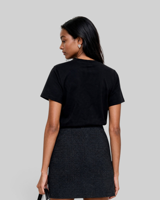 Camiseta ajustada de cuello redondo de algod&oacute;n negro