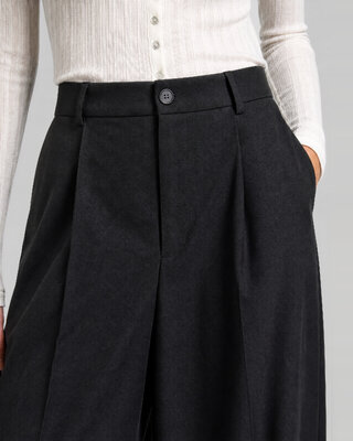 Pantalones de traje anchos de mezcla de lana negros