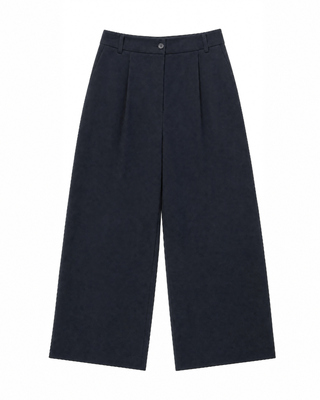 Pantalones de traje anchos de mezcla de lana negros
