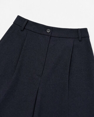 Pantalones de traje anchos de mezcla de lana negros