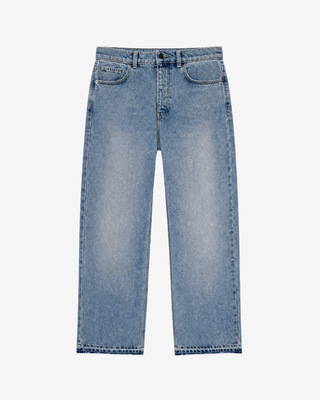 Pantalones vaqueros rectos con bordes sin rematar, de color azul claro