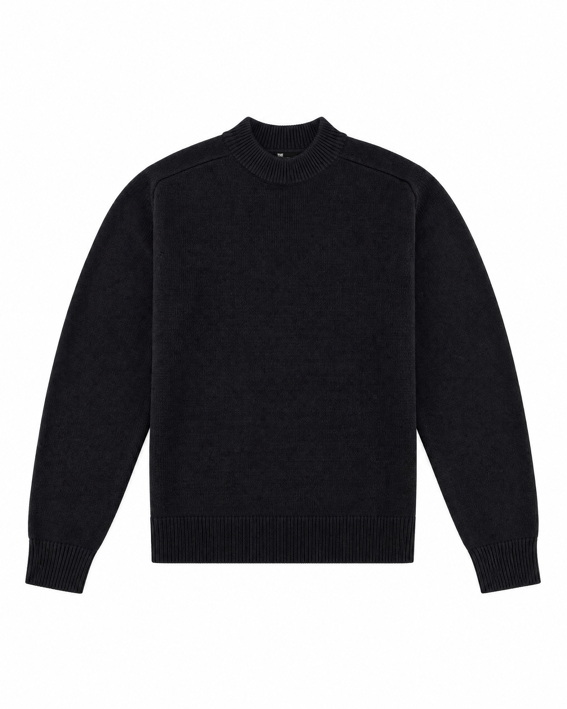 Jersey de cuello redondo de lana negro
