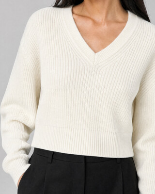 Jersey de lana merina en color crudo