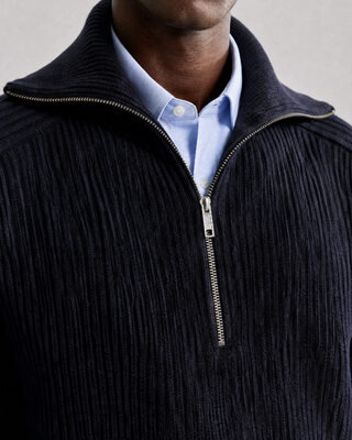 Jersey de cuello camionero de lana azul marino