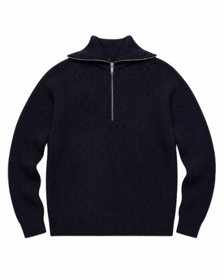 Jersey de cuello camionero de lana azul marino