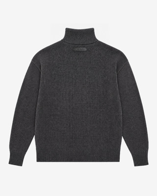 Jersey de cuello alto de lana merino gris