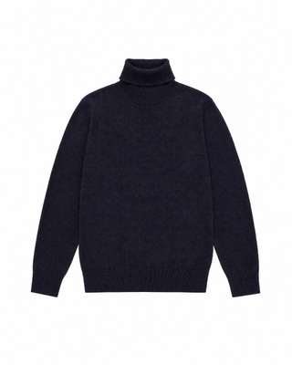 Jersey de cuello alto de lana merina azul marino
