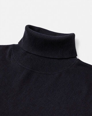 Jersey de cuello alto de lana merina azul marino