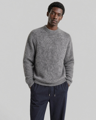Jersey de cuello redondo de mohair gris