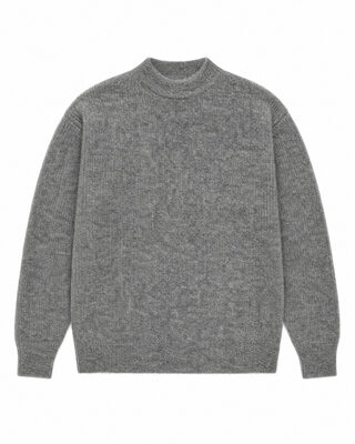 Jersey de cuello redondo de mohair gris