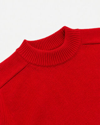 Jersey de cuello redondo de lana roja