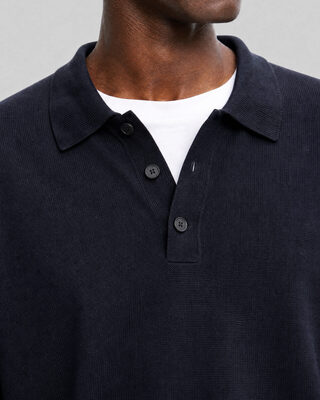Jersey con cuello de polo de lana azul marino