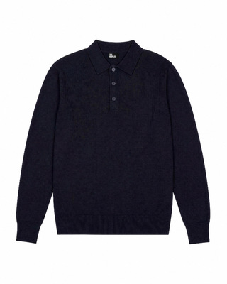 Jersey con cuello de polo de lana azul marino