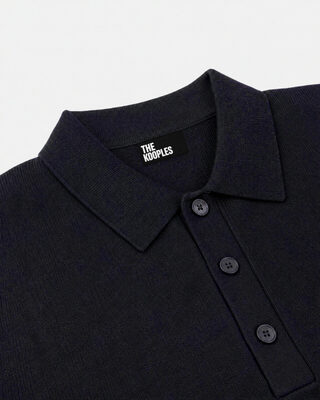 Jersey con cuello de polo de lana azul marino
