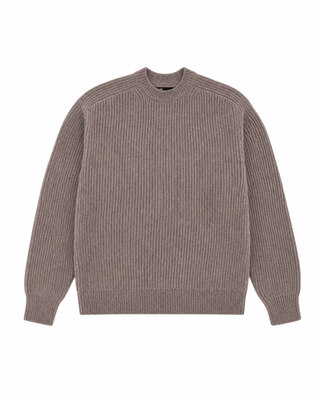 Jersey de cuello redondo de lana marr&oacute;n