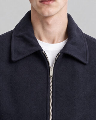 Chaqueta de lana de doble cara en color azul marino