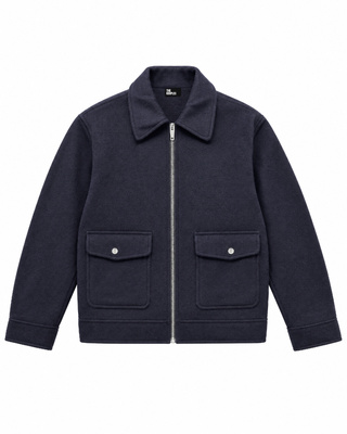 Chaqueta de lana de doble cara en color azul marino