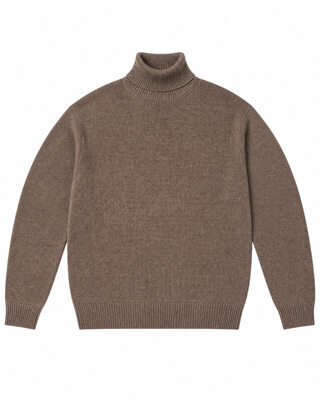 Jersey de cuello alto de lana marr&oacute;n