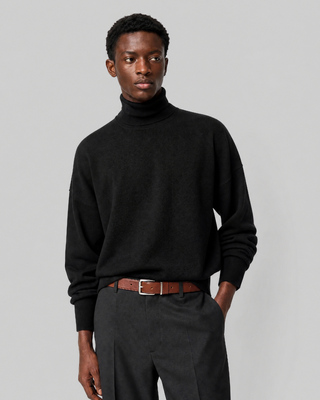 Jersey de cuello alto de lana merina negro