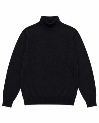 Jersey de cuello alto de lana merina negro
