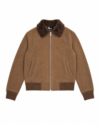 Chaqueta de piel sint&eacute;tica marr&oacute;n
