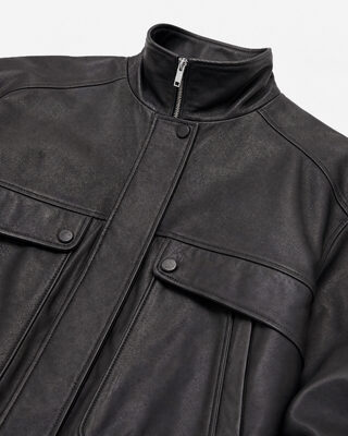 Chaqueta de cuero burdeos