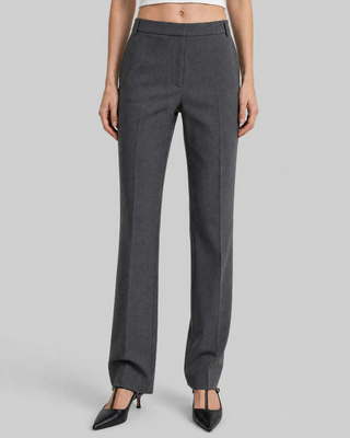 Pantal&oacute;n de traje acampanado de mezcla de lana gris