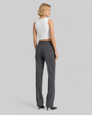 Pantal&oacute;n de traje acampanado de mezcla de lana gris