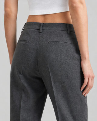 Pantal&oacute;n de traje acampanado de mezcla de lana gris
