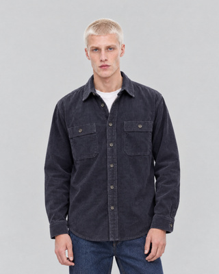 Camisa de pana azul marino