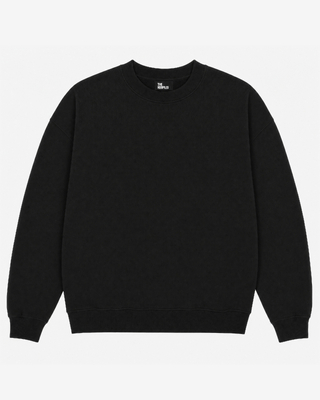 Sudadera negra de cuello redondo