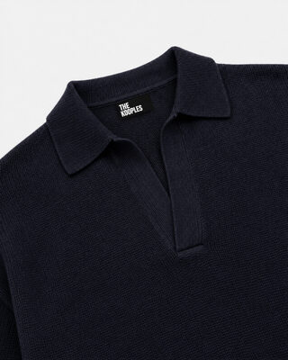 Jersey de cuello polo de lana azul marino