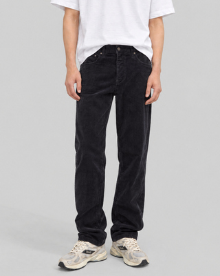 Pantalones rectos de terciopelo azul marino