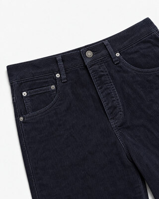Pantalones rectos de terciopelo azul marino