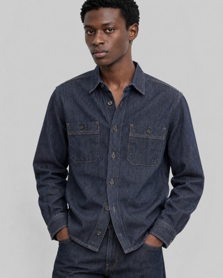 Camisa de denim sin tratar azul