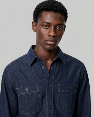 Camisa de denim sin tratar azul