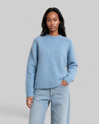 Jersey azul de mezcla de mohair