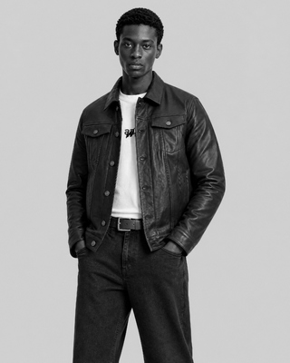 Chaqueta de cuero negra
