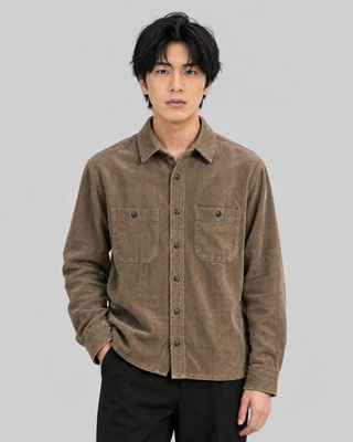 Camisa de pana color topo