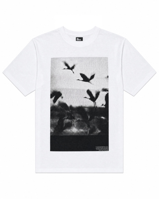 Camiseta con serigraf&iacute;a de p&aacute;jaros, color blanco