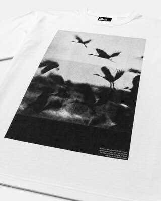Camiseta con serigraf&iacute;a de p&aacute;jaros, color blanco