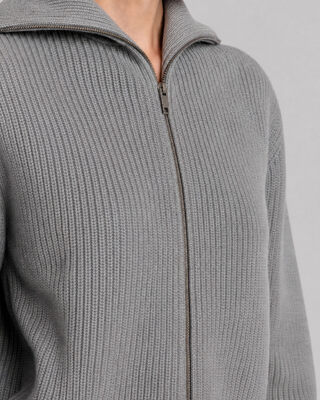 C&aacute;rdigan con cremallera de lana merina gris