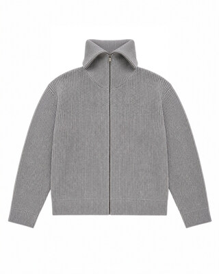 C&aacute;rdigan con cremallera de lana merina gris