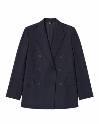 Chaqueta de traje recta de lana azul marino