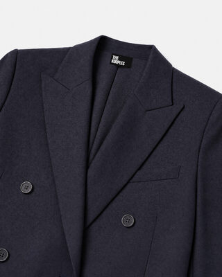 Chaqueta de traje recta de lana azul marino