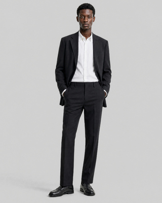 Pantal&oacute;n de traje recto de lana negro